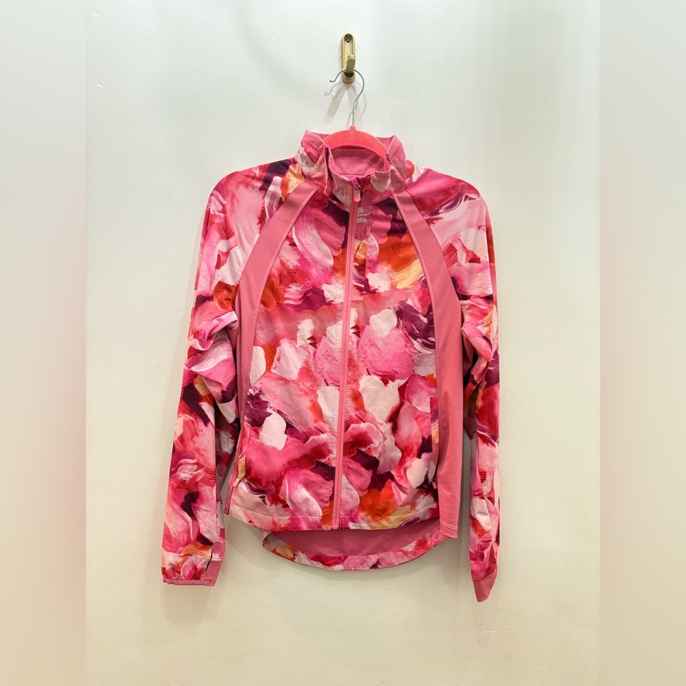 Athleta watercolor Pink Zip-Up Jacket